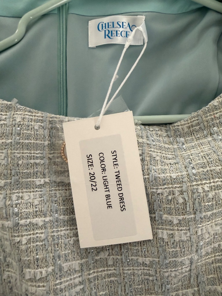 Chelsea Reece Blue Cream Tweed Mini Shift Dress 20/22 — image 3 of 3